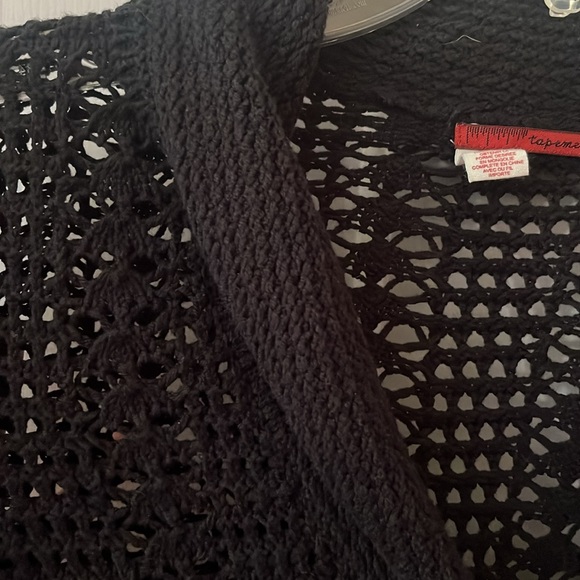 XS black shawl-collar open knit cardigan - Picture 3 of 5